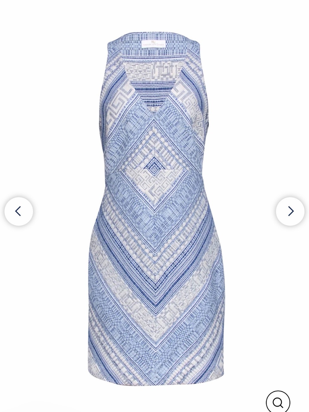 Amanda Uprichard Blue and White Geometric Halter Mini Dress size M